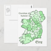 County's of Ireland Map Briefkaart (Voorkant / Achterkant)