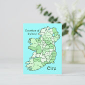 County's of Ireland Map Briefkaart (Staand voorkant)