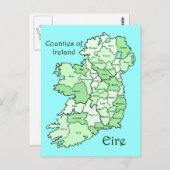 County's of Ireland Map Briefkaart (Voorkant / Achterkant)