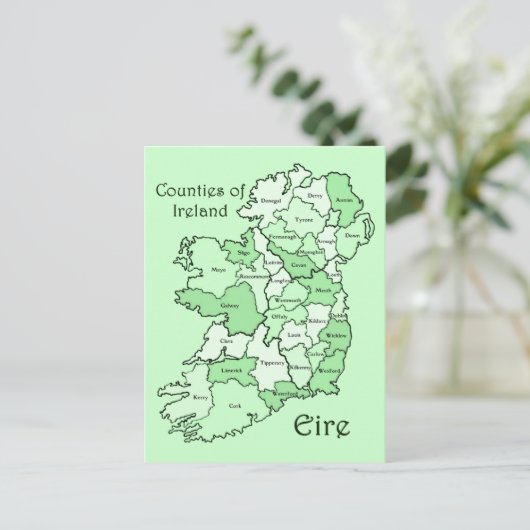 County's of Ireland Map Briefkaart (Staand voorkant)