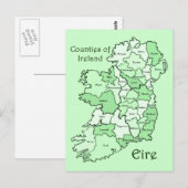 County's of Ireland Map Briefkaart (Voorkant / Achterkant)