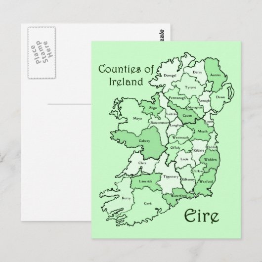 County's of Ireland Map Briefkaart (Voorkant / Achterkant)