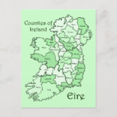 County's of Ireland Map Briefkaart (Voorkant)