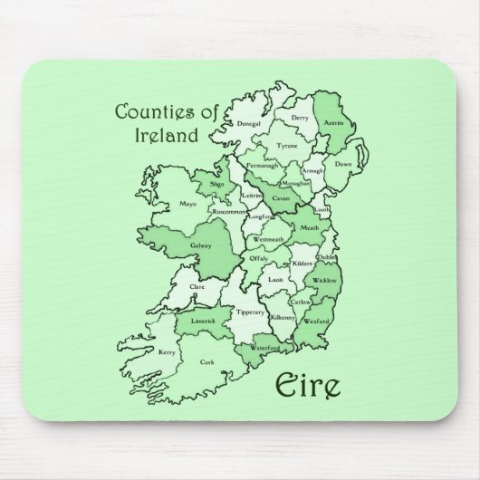 County's of Ireland Map Muismat (Voorkant)