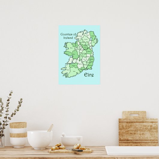 County's of Ireland Map Poster (Keuken)