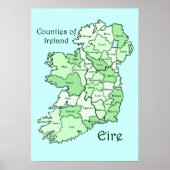County's of Ireland Map Poster (Voorkant)