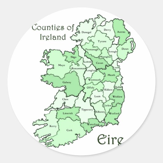 County's of Ireland Map Ronde Sticker (Voorkant)