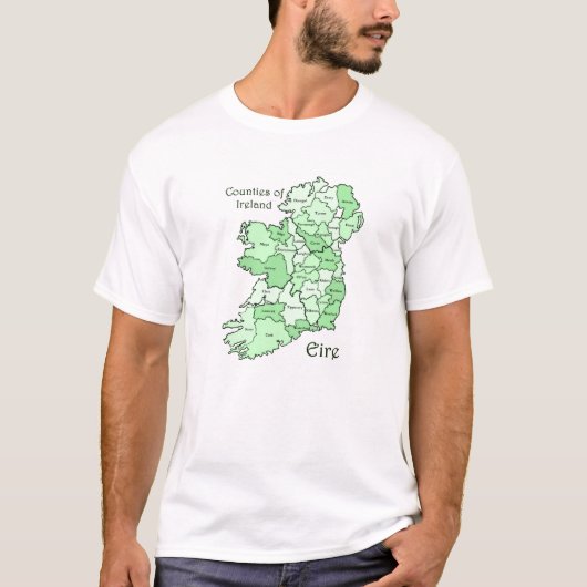 County's of Ireland Map T-Shirts (Voorkant)