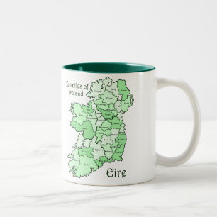 County's of Ireland Map Tweekleurige Koffiemok