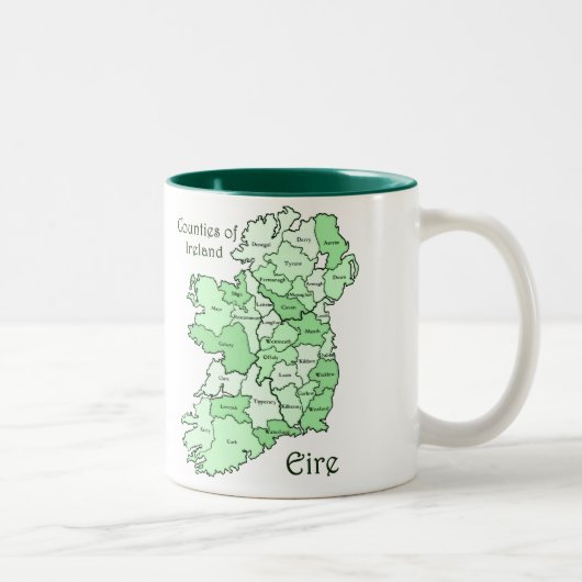 County's of Ireland Map Tweekleurige Koffiemok (Rechts)