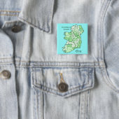 County's of Ireland Map Vierkante Button 5,1 Cm (In situ)