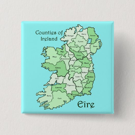 County's of Ireland Map Vierkante Button 5,1 Cm (Voorkant)