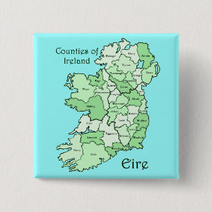 County's of Ireland Map Vierkante Button 5,1 Cm