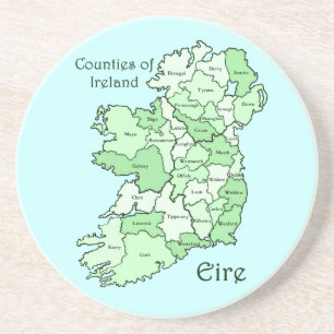 County's of Ireland Map Zandsteen Onderzetter