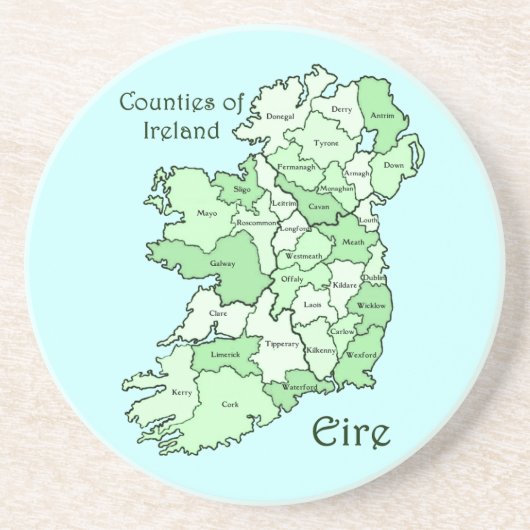County's of Ireland Map Zandsteen Onderzetter (Voorkant)