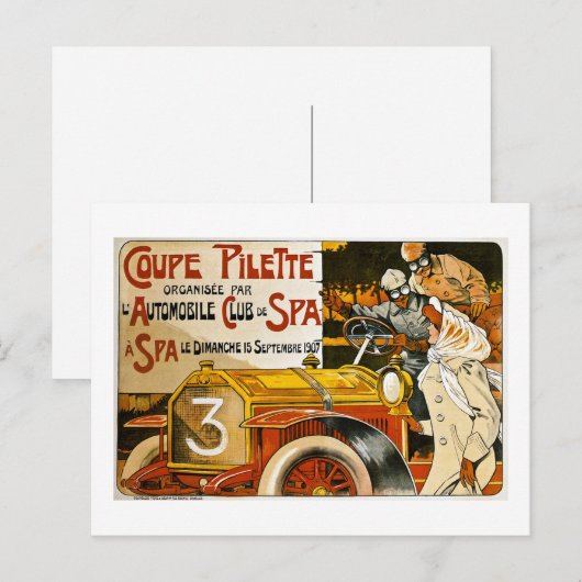 Coupe Pilette  Spaans Poster Automobiel Briefkaart (Voorkant / Achterkant)