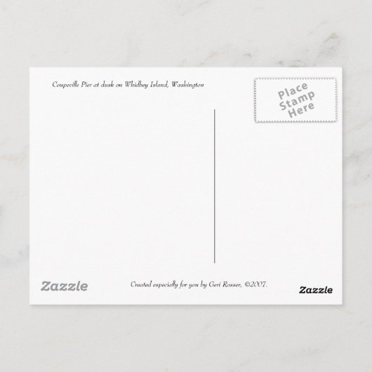 Coupeville Pier op het Briefkaart Dusk (Achterkant)