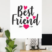 Couple Art Heart Best Friend Poster (Thuiskantoor)