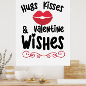 Couple Art Hugs Kisses And Valentine Wishes Poster (Keuken)