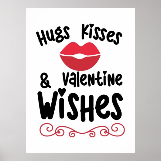 Couple Art Hugs Kisses And Valentine Wishes Poster (Voorkant)