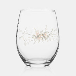 Couple Birds Monogram flowers Elegant Wedding  Wijnglas Zonder Voet