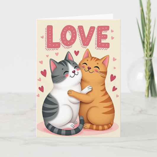 Couple Cats Hugging Love Card Kaart (Voorkant)