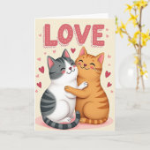 Couple Cats Hugging Love Card Kaart (Gele Bloem)
