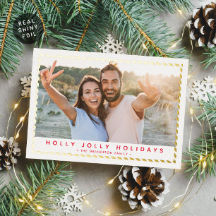 COUPLE CHRISTMAS FOTO eenvoudig rood Folie Feestdagenkaart