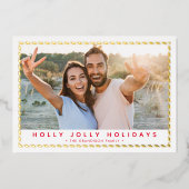 COUPLE CHRISTMAS FOTO eenvoudig rood Folie Feestdagenkaart (Voorkant)