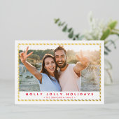 COUPLE CHRISTMAS FOTO eenvoudig rood Folie Feestdagenkaart (Staand Voorkant)