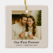 Couple Christmas Photo Personalized Keepsake Keramisch Ornament (Voorkant)