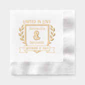 Couple Crest Ribbon Botanical Verenigd in Liefde Folie Servetten (Voorkant)