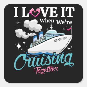 Couple Cruising Together Vacation Cruise Ship Vierkante Sticker