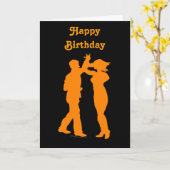 Couple Dance Spin Dancing Silhouette Kaart (Gele Bloem)