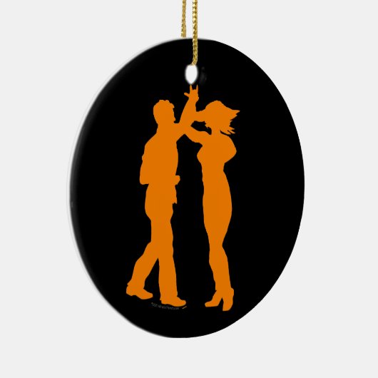 Couple Dance Spin Dancing Silhouette Keramisch Ornament (Rechts)