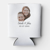 Couple face photo add name date simple wedding blikjeskoeler (Voorkant)