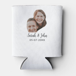 Couple face photo add name date simple wedding blikjeskoeler