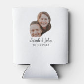 Couple face photo add name date simple wedding blikjeskoeler (Achterkant)