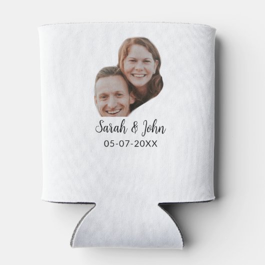 Couple face photo add name date simple wedding blikjeskoeler (Achterkant)