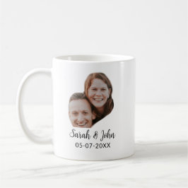 Couple face photo add name date simple wedding koffiemok