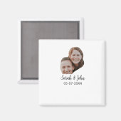 Couple face photo add name date simple wedding magneet (Voorkant / Achterkant)