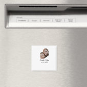 Couple face photo add name date simple wedding magneet (Insitu (Vaatwasser))