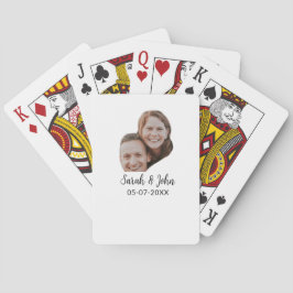 Couple face photo add name date simple wedding pokerkaarten