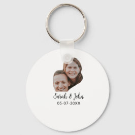 Couple face photo add name date simple wedding sleutelhanger
