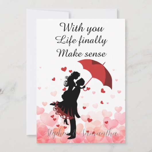 Couple first anniversary Personalized romantic  Feestdagenkaart (Voorkant)