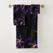 Couple Floral Black Yellow Paars Zijn haar Bad Handdoek (Insitu)