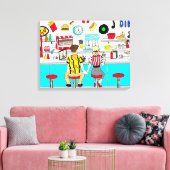 Couple Holding hand renostalgische binaire vaten d Canvas Afdruk (Insitu (Woonkamer))