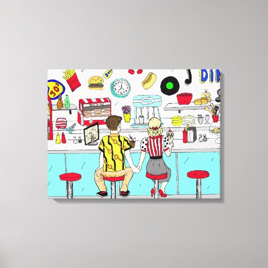 Couple Holding hand renostalgische binaire vaten d Canvas Afdruk (Voorkant)