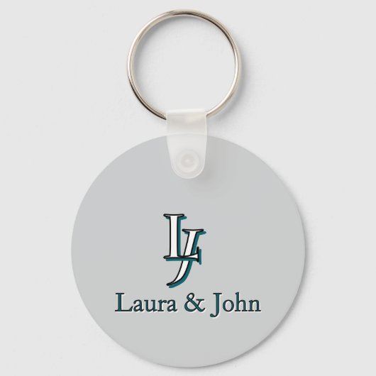 Couple Initials & Names Love Keychain (Voorkant)