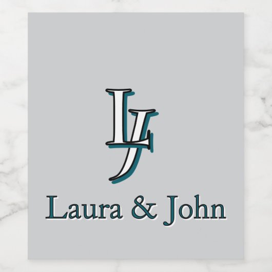 Couple Initials & Names Love Label Set Wijn Etiket (Enkel label)